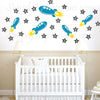 Arabic English Alphabet  rockets & stars Modern Islamic decals designs Our Muslim decorations will teach your child to learn the letters with colorful custom wall art ideal for the mosque masjid school playrooms Muslim decorations 