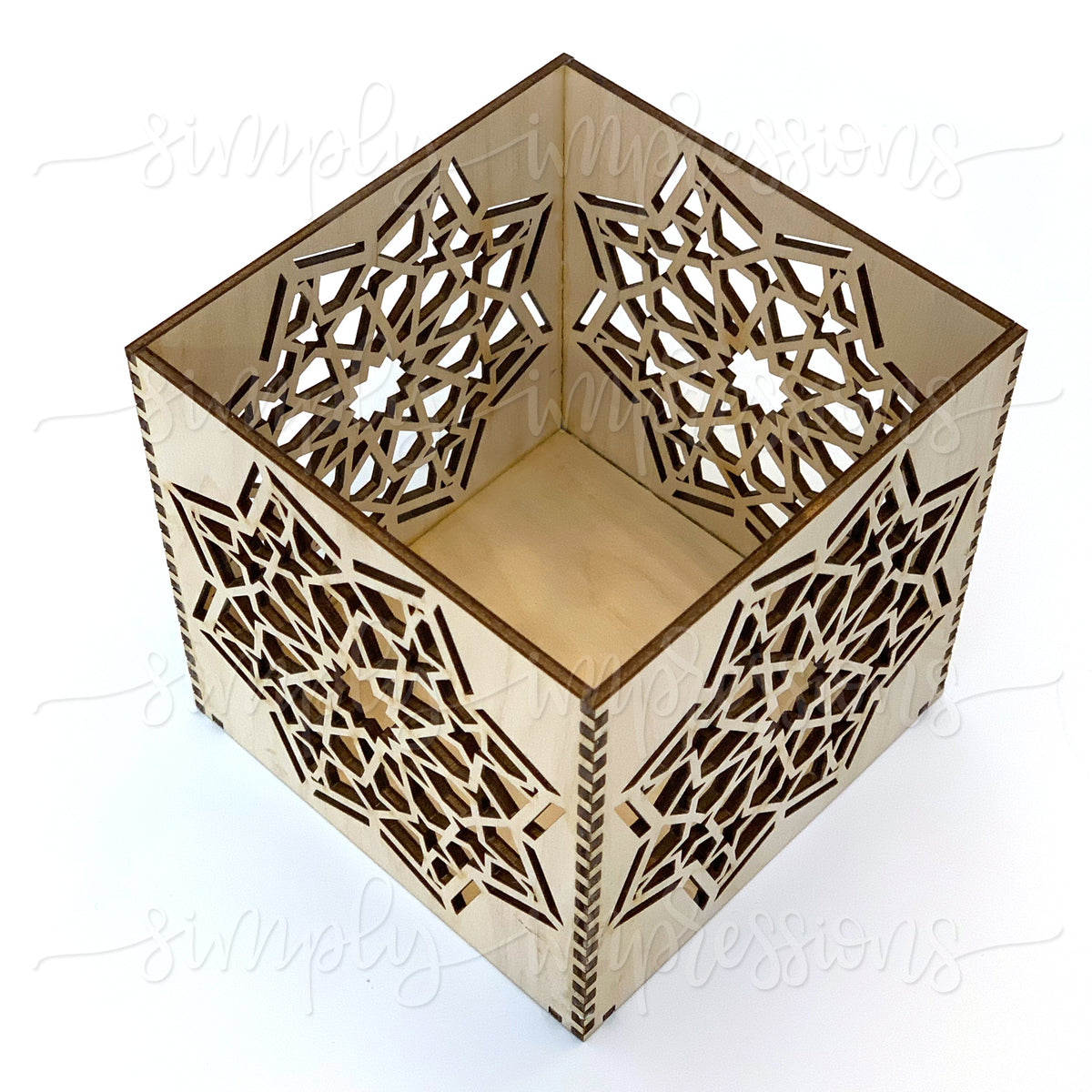 Geometric Cube with Star – Wooden Candle Holder