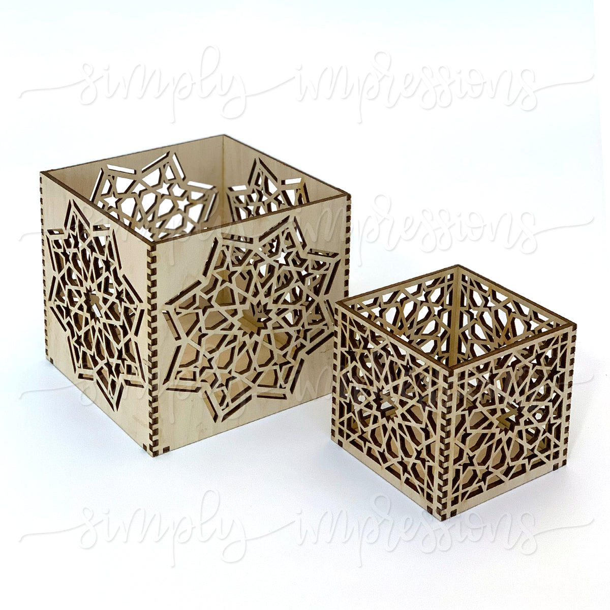 Geometric Cube with Star – Wooden Candle Holder