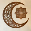 Large Geometric Moon & Star Wood Cutout